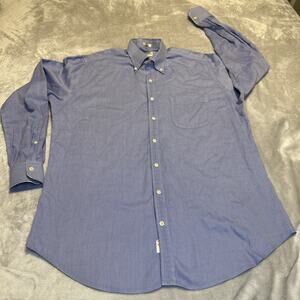 Peter Millar Shirt Mens L Blue Nanoluxe Easy Care Button Down Casual Cotton READ